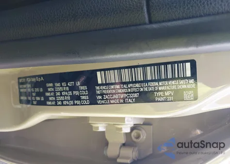 2015 Jeep Renegade Latitude z USA, uszkodzony, nr VIN ZACCJABT9FPC32087